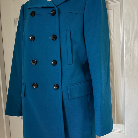 Ann Taylor Blue Mid Length Pea Coat Sz MP - Picture 3 of 7